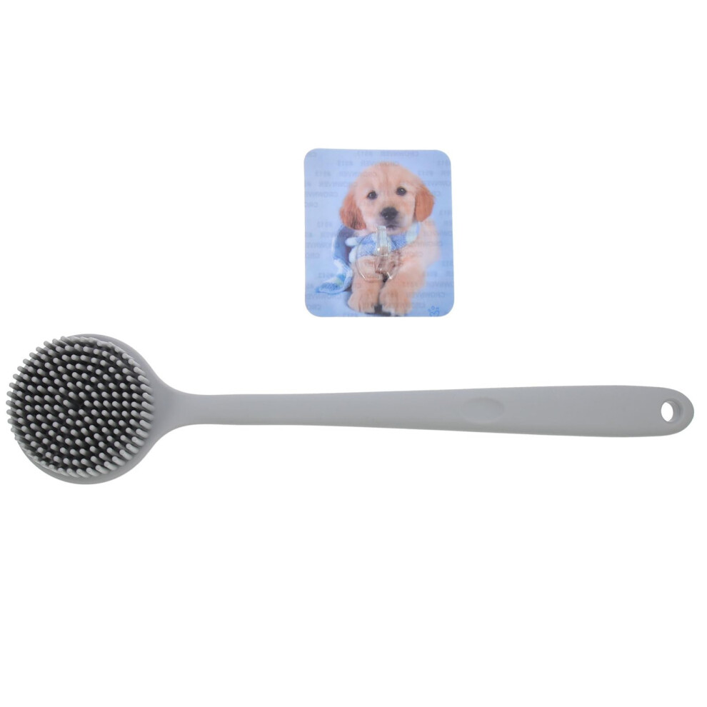 Silicone Back Scrubber for Shower with Long Handle Reach, DualSided Body Brush for Gentle Exfoliation
