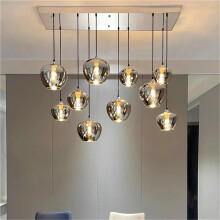 Nordic Minimalist LED Pendant Light with Elegant Glass Globe, Adjustable Hanging for Kitchen Island