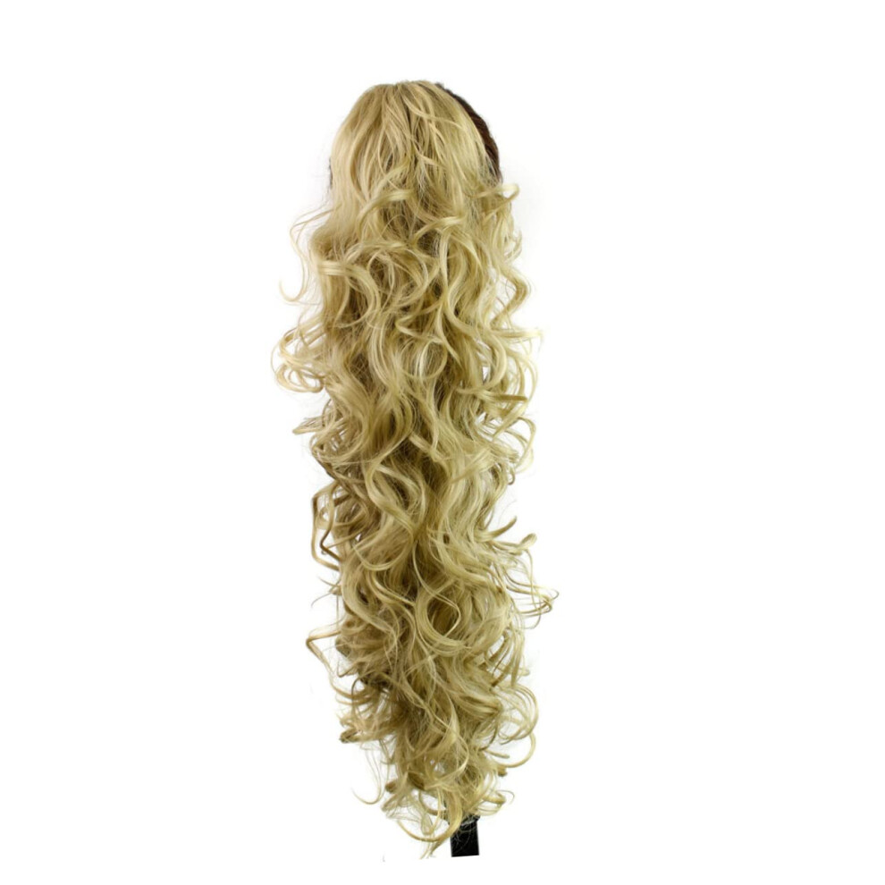 Unisex Long Curly Ponytail Extension With Secure Claw Clip, Natural Look Synthetic Hairpiece For Instant Volume