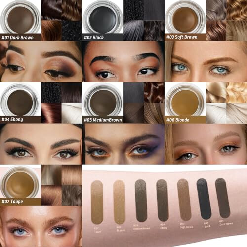 Black Eyebrow Pomade with Brush, Waterproof Smudge Proof Gel for Long Lasting Precise Brow Definition 2