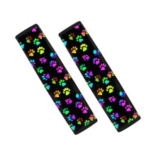 Colorful Dog Paw Print Seat Belt Cover Pads 2 Pack – Soft Padded Shoulder Protection for Car and Backpack Straps
