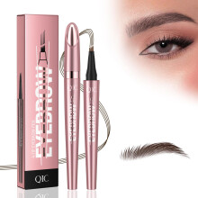 Microblading Eyebrow Pen 2 Pack Waterproof 4 Tip Brow Pencil Natural Long Lasting Dark Brown