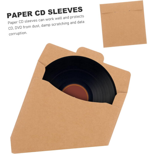 50Pcs CD DVD Storage Sleeves Durable Kraft Paper Envelopes Dustproof Scratch Protection 2