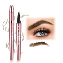 Microblading Eyebrow Pen Light Coffee Waterproof 4 Tip Applicator for Natural Hair Like Strokes