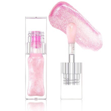 Lip Oil with Color Changing Glitter, Long Lasting Moisturizing Lip Gloss, Deep Hydration, Light Pink