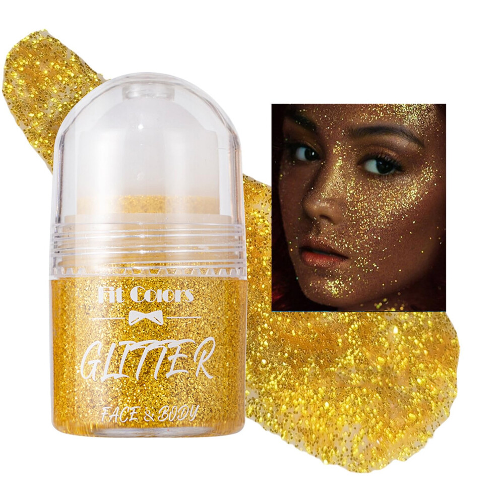 Gold Body Glitter Gel Roll On With Holographic Sparkle, Quickdry, Easy Apply, Party Makeup