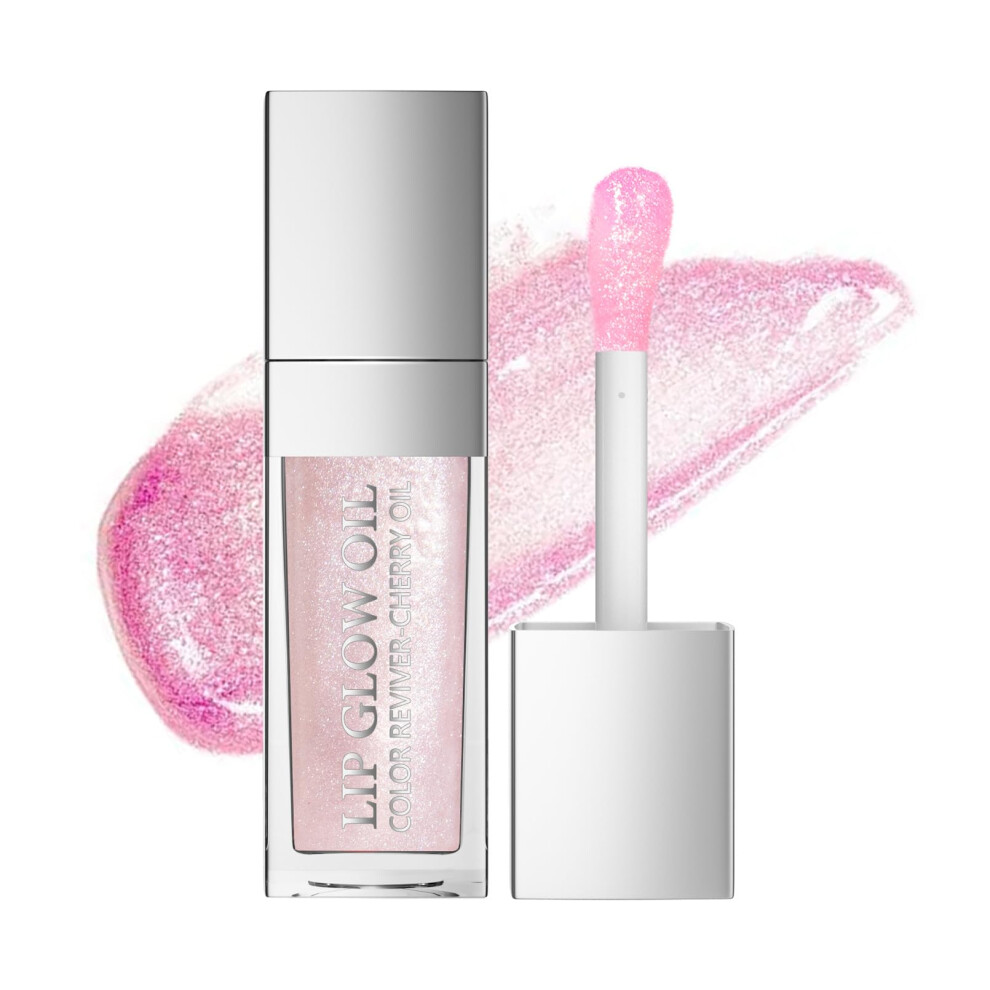 Pink Color Changing Lip Gloss Lip Oil With Plumping Hydration, Nonsticky Large Brush Lip Tint