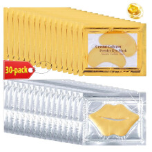 Lip and Eye Mask Set with 24K Gold Eye Patches for Dark Circles, Collagen Lip Hydration, Spa Gift for Women