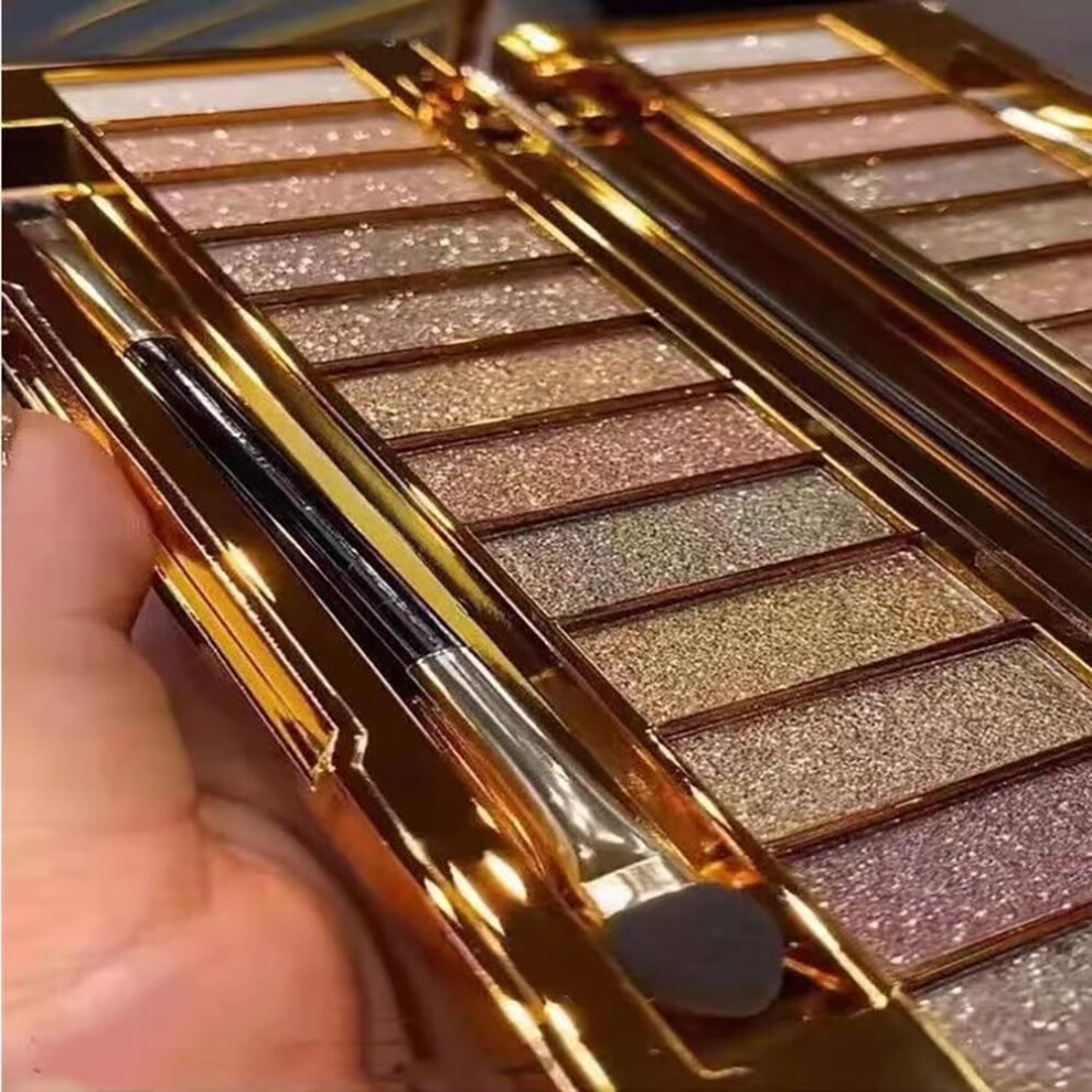 12 Color Glitter Eyeshadow Palette Waterproof LongLasting Shimmer with Mirror and Brush 6#