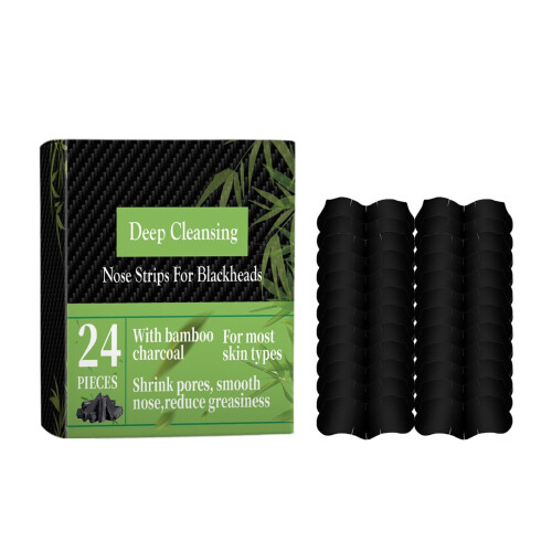 Bamboo Charcoal Blackhead Remover Strips, Deep Pore Cleansing Nose Strips for Face, 24 Pack