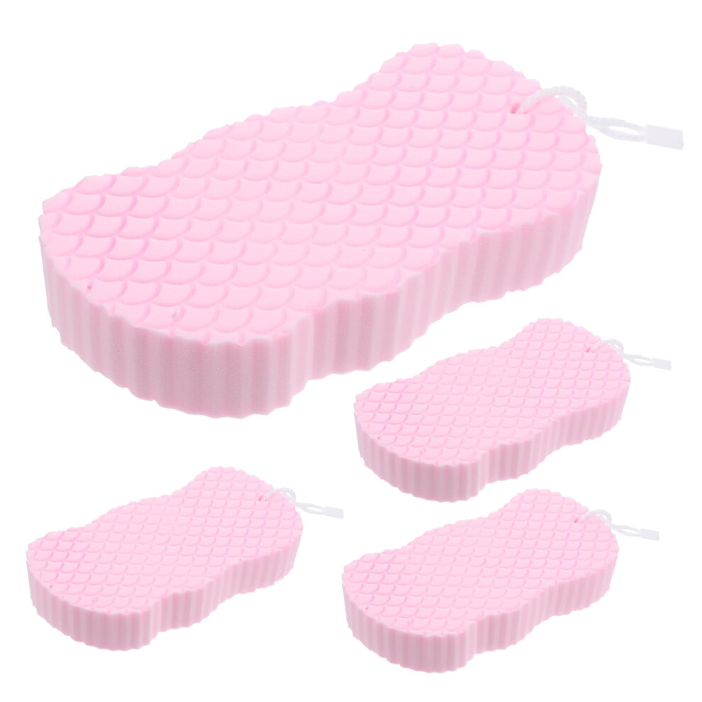 Bath Sponge Set for Adults, DoubleSided Body Scrubber with Gentle Exfoliation and Rich Foam, 4pcs