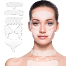 Wrinkle Patches 19 Pcs Reusable Silicone Pads for Face Neck Chest Forehead Overnight AntiAging