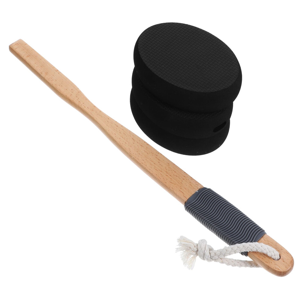 Back Lotion Applicator with Long Handle Shower Brush, Ergonomic Grip, Dual Use, Replacement Heads