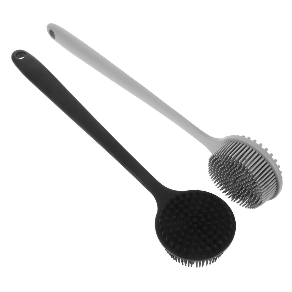 2pcs Long Handle Bath Brush Shower Scrubber with Gentle Exfoliating Bristles and Hanging Hole