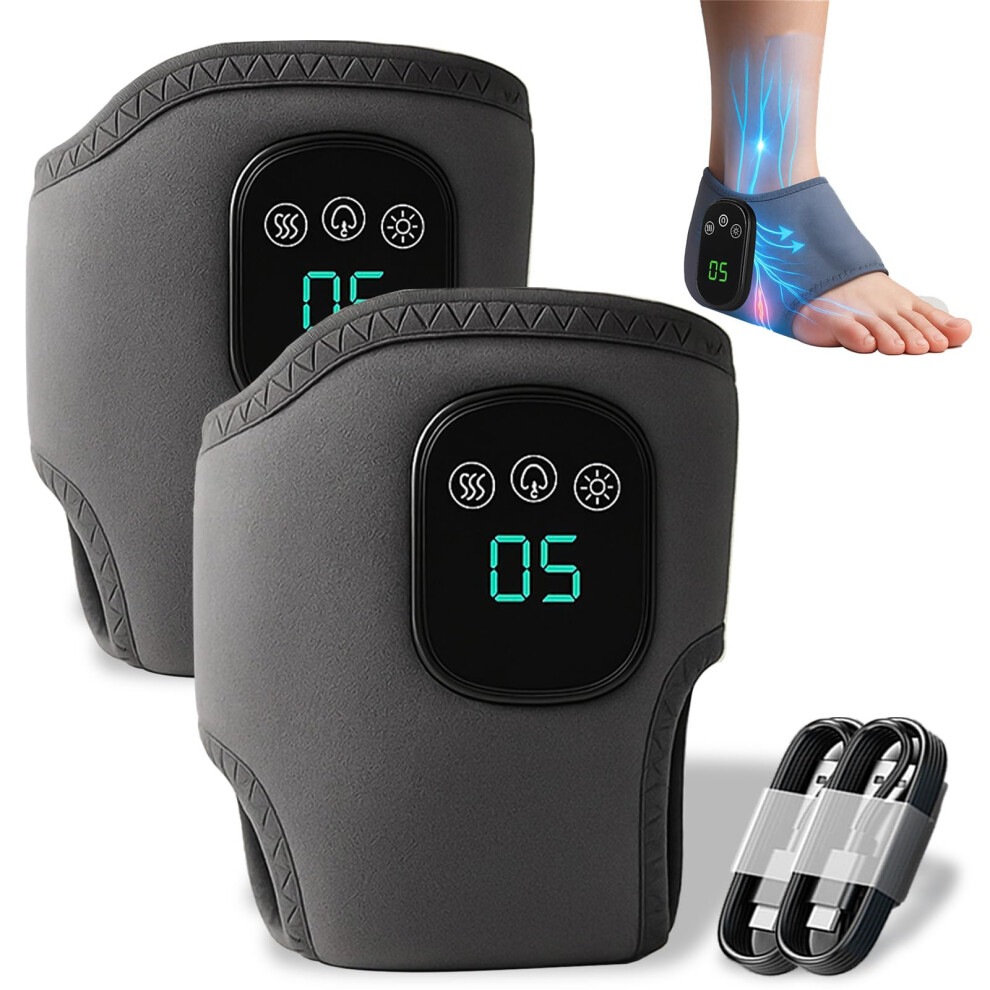 Heated Foot Massager with Triple Therapy, 5 Heat Levels, 3 Vibration Modes for Pain Relief, 2PCS