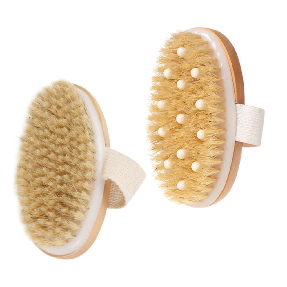 2pcs Wooden Bath Brush with Natural Boar Bristles for Deep Cleansing, Exfoliation and Massage