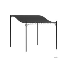 Pérgola de parede - MUVOE - Gazebo com telhado 248x298x200/250 cm - Telhado de poliéster 180gsm - Impermeável - Cinza escuro