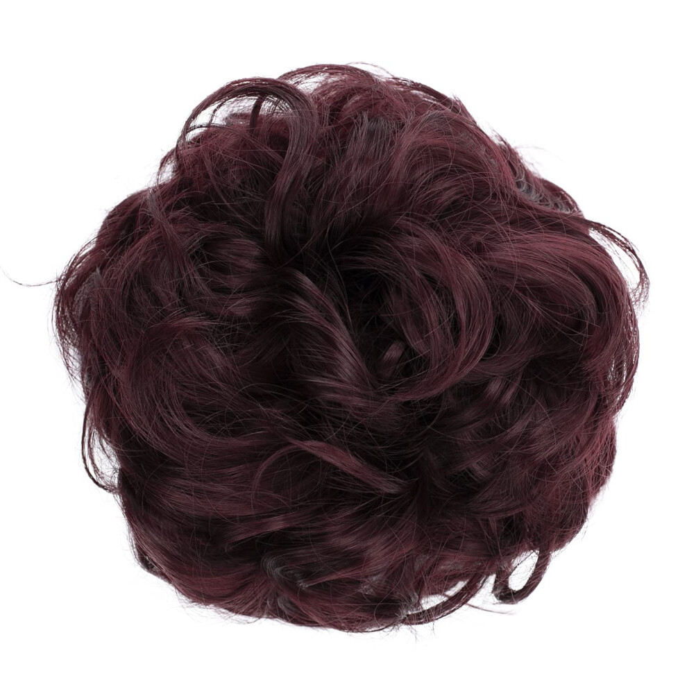 Unisex Hair Bun Extension With Natural Wavy Texture, Messy Scrunchie Ponytail Hairpiece For Instant Volume
