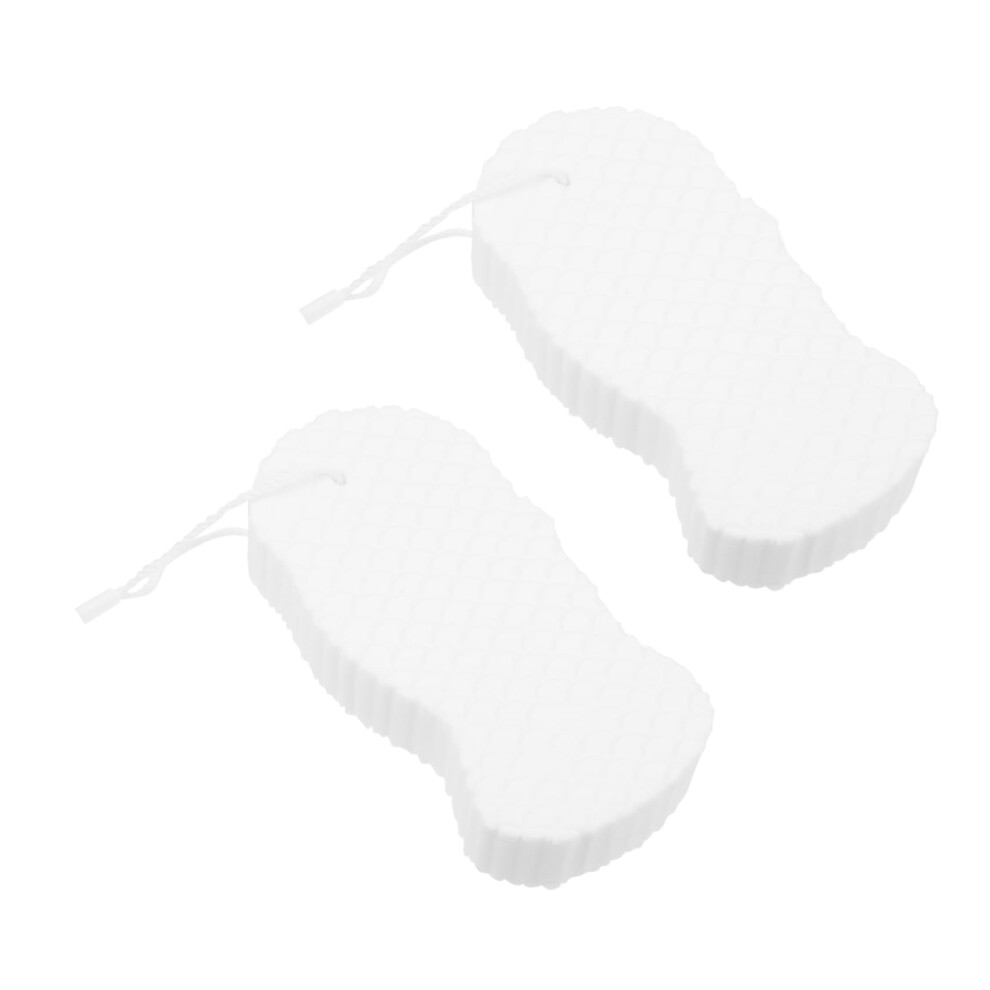 2pcs Soft Bath Sponge for Adults Gentle Exfoliating Body Scrubber Creamy White