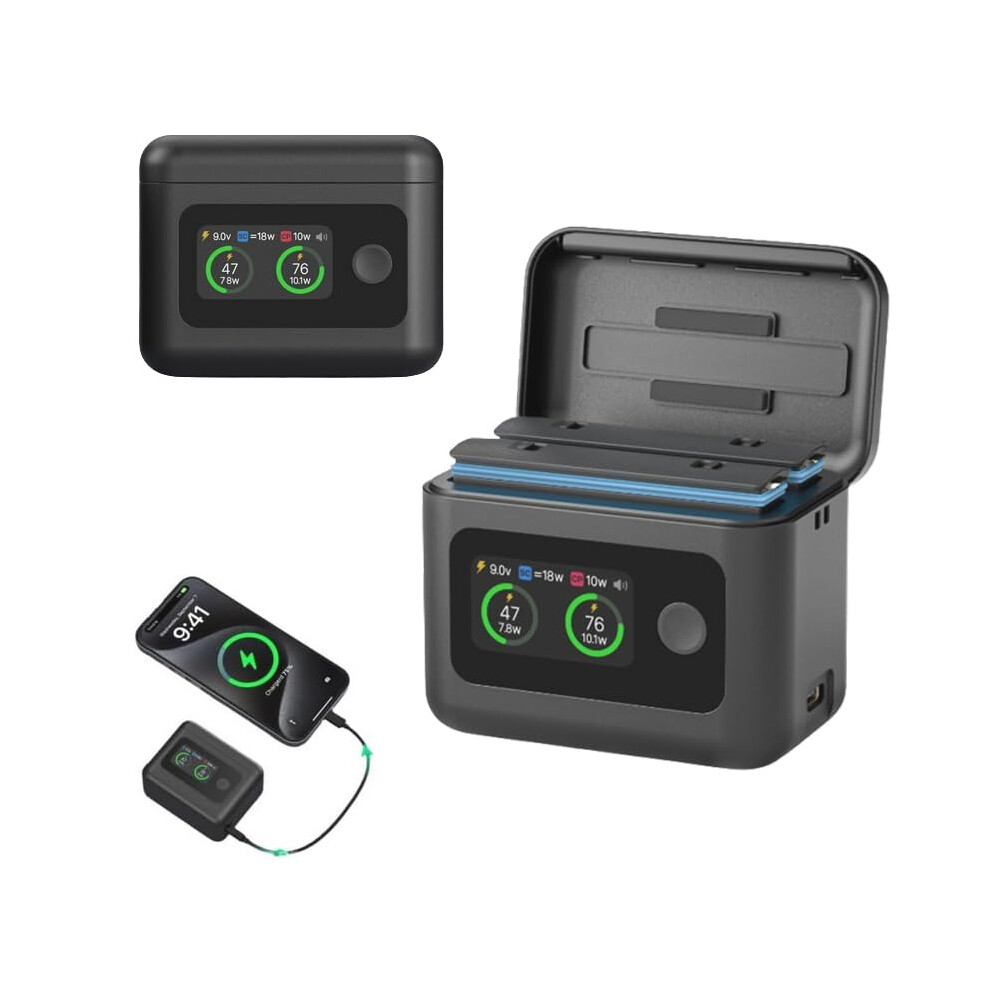 Dual Battery Fast Charger With Lcd Display And Pd Charging Station For Insta360 X5 9092120532845