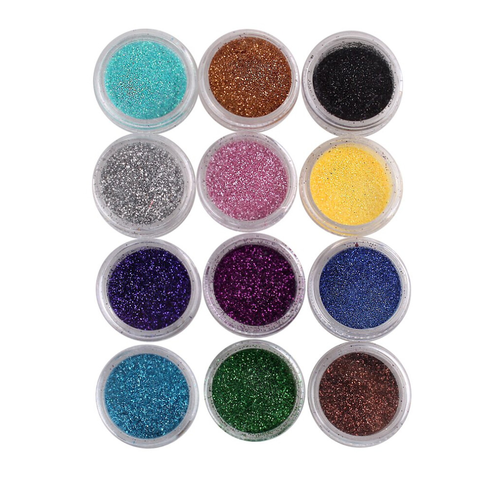 12 Colors Nail Glitter Powder Set for Nail Art and Makeup, Holographic Sequins Decoration