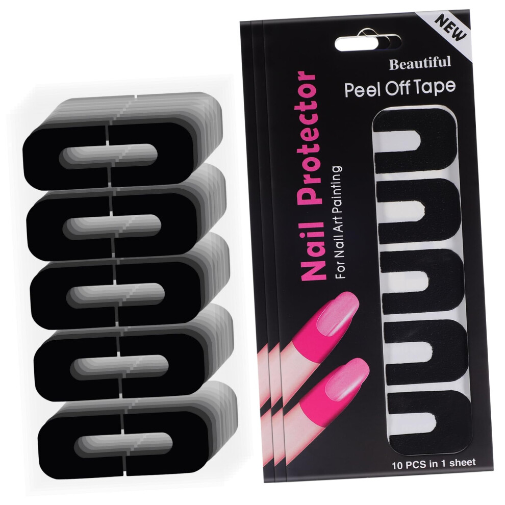 Nail Polish Protector Tape 100 Sheets Reusable UShaped Guard for Mess Manicure Application