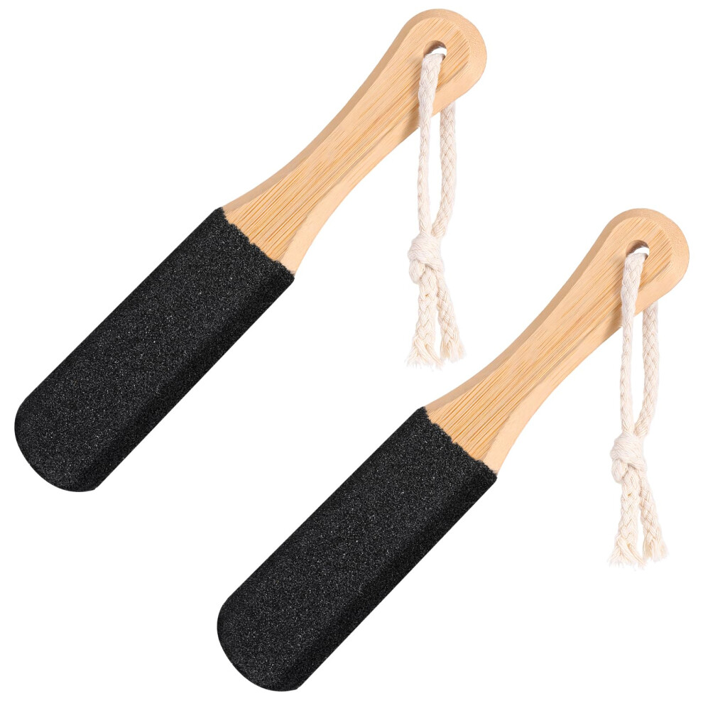 2Pcs Foot File and Callus Remover for Cracked Heels, Beech Wood Scrubber Wet or Dry Use