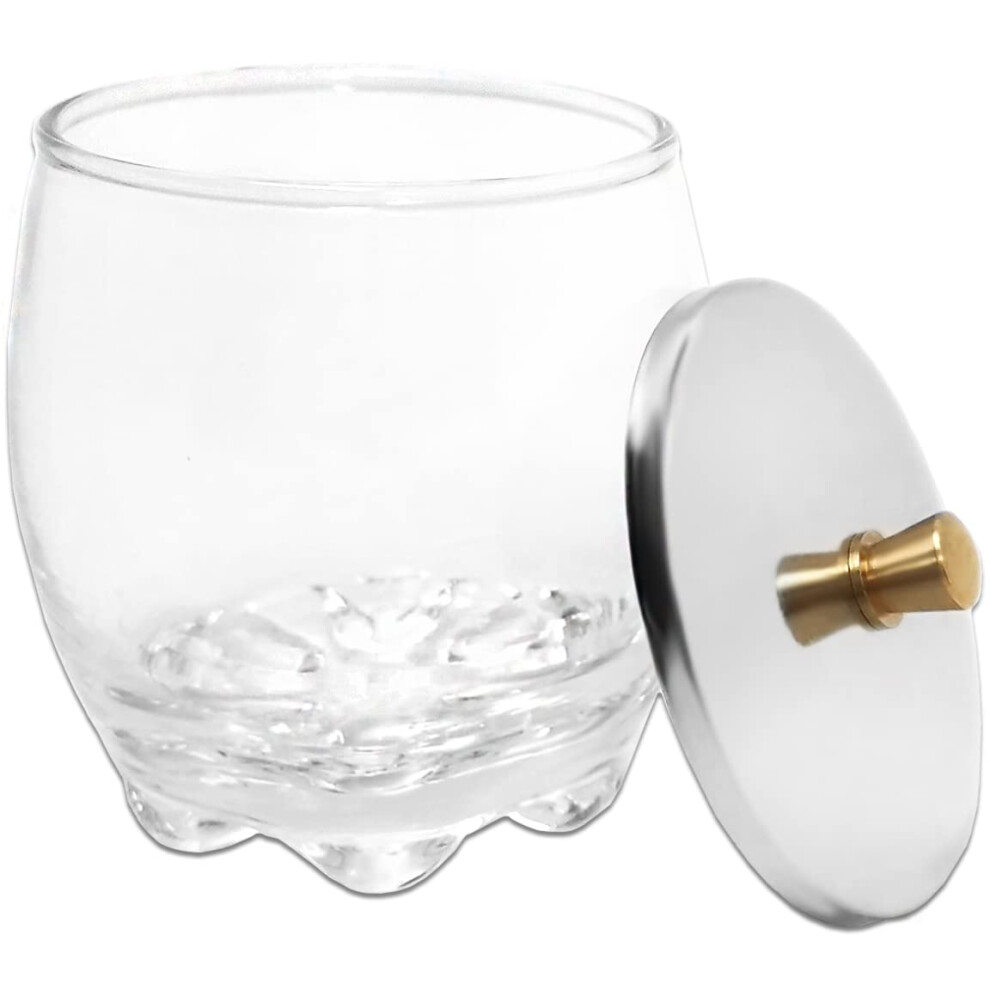 Acrylic Nail Crystal Glass Dappen Dish with SpillResistant Stainless Steel Lid for Salon Use