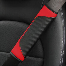 2Pcs Carbon Fiber Leather Car Seat Belt Covers with Shoulder Pads for Enhanced Comfort