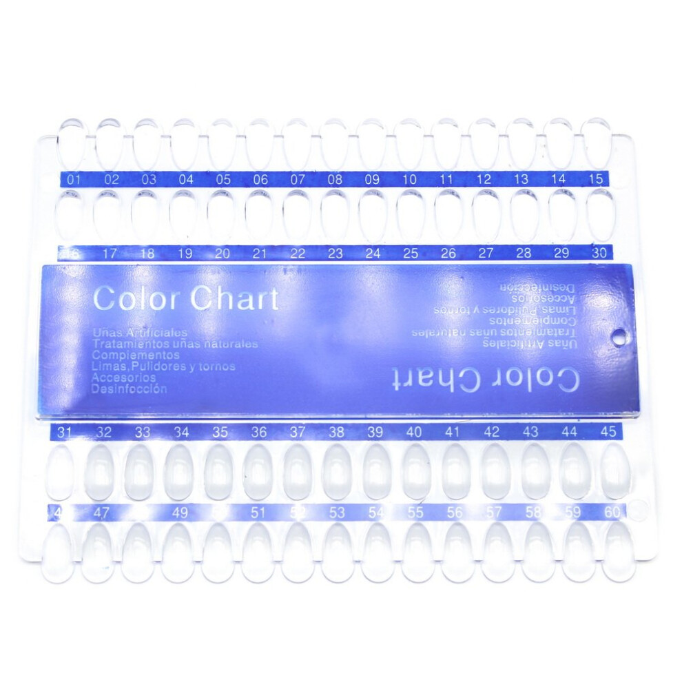 Nail Polish Color Display Palette with 60 Tips Clear Acrylic Nail Swatch Board for Salon