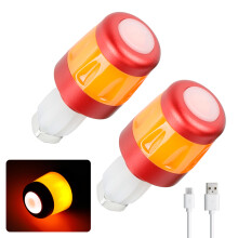 2pcs Waterproof LED Handlebar Lights for Electric Scooters, White/Orange