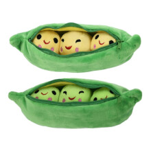 Niedliches Erbsenförmiges Plüsch-Wurfkissen, 25cm, abnehmbare Bohnen, Geschenk