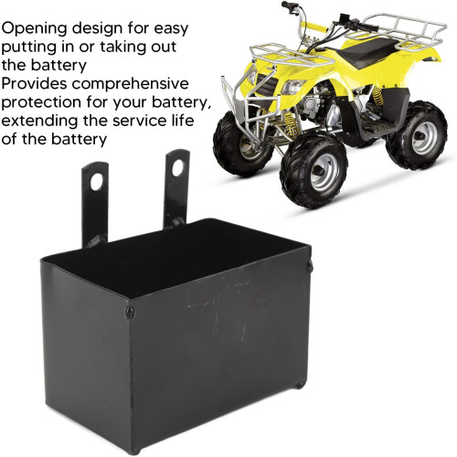 Motorcycle Battery Box with Rustproof Black Coating, Universal ATV Holder for Quick Tool Installation 1