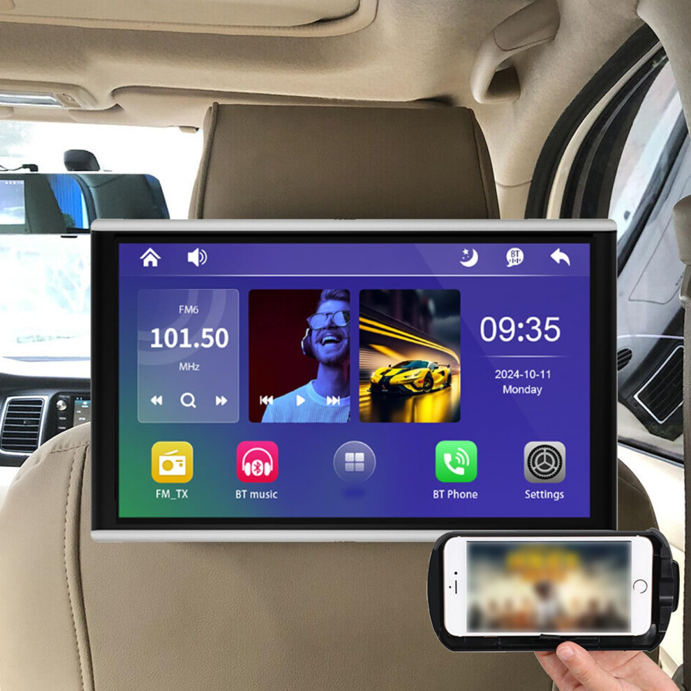 Car Headrest Monitor 10.1/11.6 Inch Ips Screen, Wireless Video Player With Carplay And Android Auto 9455672033862