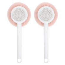 2pcs Back Scrubber for Shower with Long Handle Soft Mesh Sponge Gentle Exfoliation Pink for Men and Women