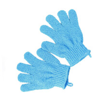 Exfoliating Bath Gloves Blue Pair for Men and Women Gentle Skin Scrub Shower Sauna Fit
