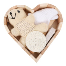 Bath Spa Kit for Women with Loofah and Scrubber, 5Pc Exfoliating Bath Set in Heart Barrel