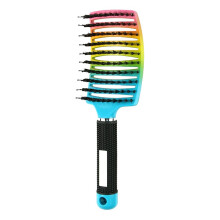 Hair Detangling Brush with Boar Bristles and Nylon Pins, Curved Vented Design for Wet and Dry Hair