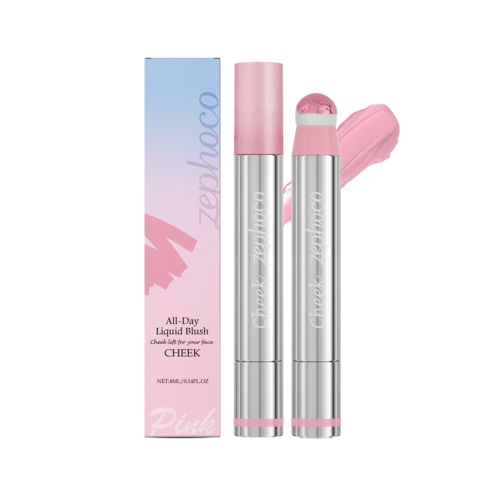 Peach Liquid Blush Stick Longlasting Buildable Color, Lightweight Blendable Vegan Cheek Tint