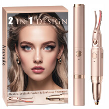 2 in 1 Heated Eyelash Curler and Eyebrow Trimmer, Dual Temperature USB Rechargeable, Fast 20s Heating