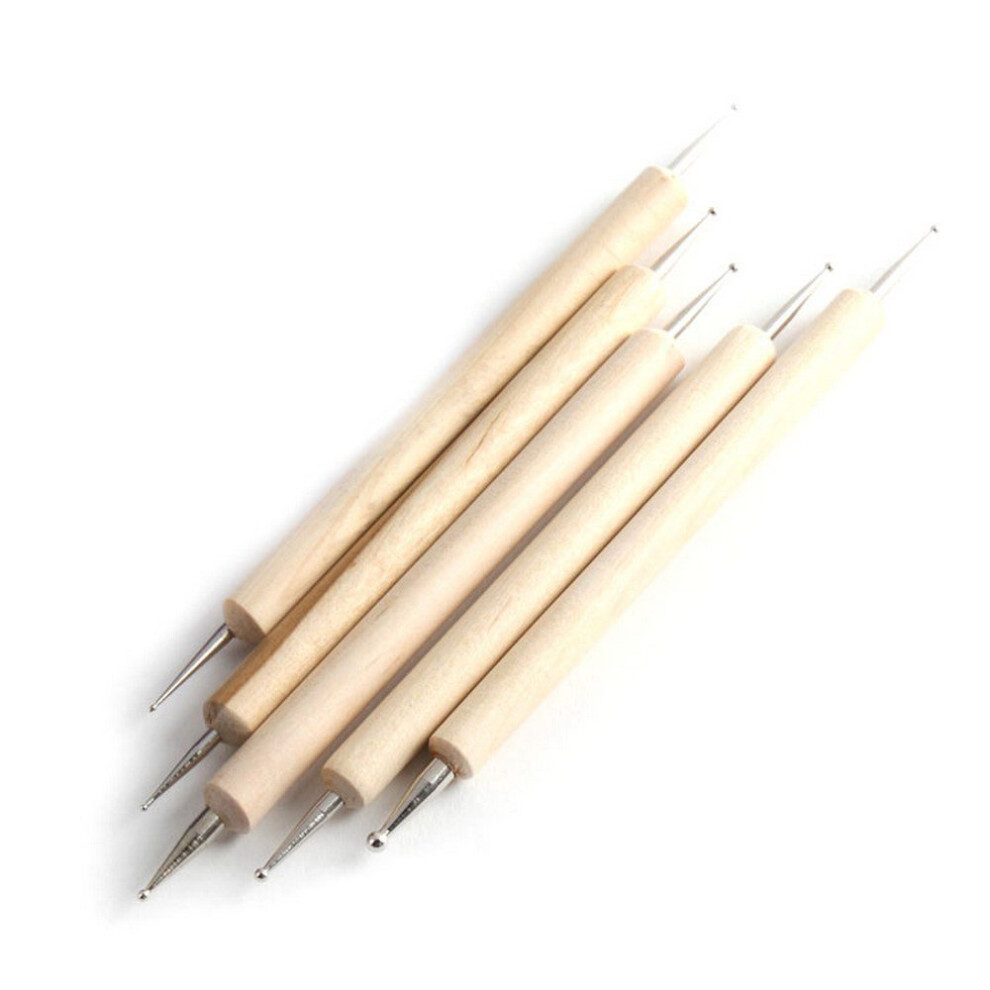 5 Pieces Double Ended Nail Art Dotting Pen Set with MultiSize Tips for Manicure Pedicure