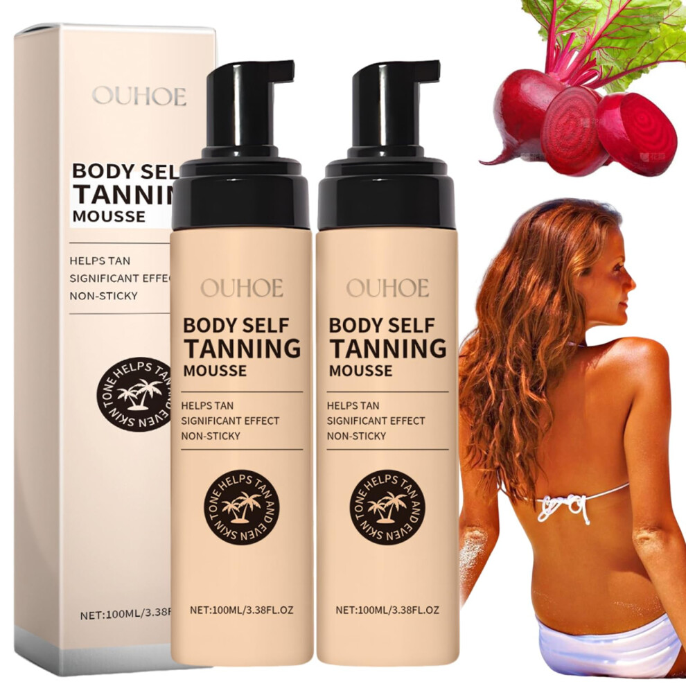 Golden Self Tanning Mousse 2 Pack Natural Glow Streak Fast Absorbing For All Skin Types