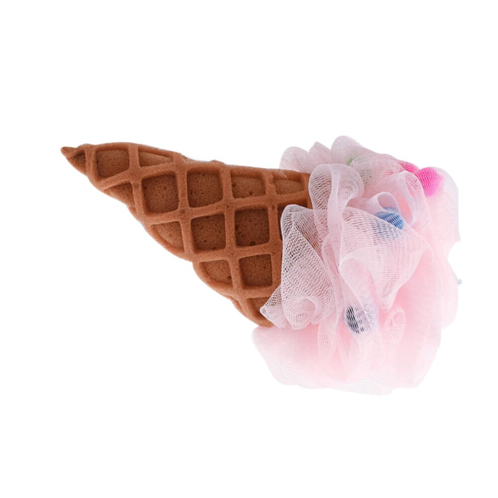 Cream Cute Ice Cone Bath Sponge Shower Loofah For Kids And Adults Gentle Exfoliating Body Scrubber