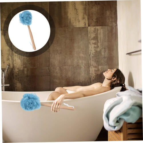 Bath Sponge with Long Handle for Back Scrubber Shower, Soft Mesh Loofah for Gentle Exfoliation 2