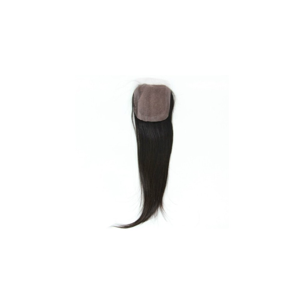 Unisex 10 Inch Peruvian Straight Lace Front Closure Virgin Remy Human Hair Natural Scalp Effect Color #1B