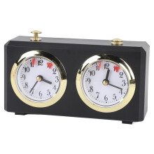 Reloj analógico de ajedrez de cuerda con esfera grande y ABS negro