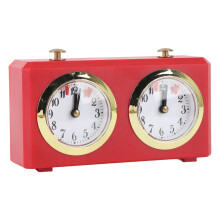 Rote Vintage-Schachuhr, mechanisch, zum Aufziehen.