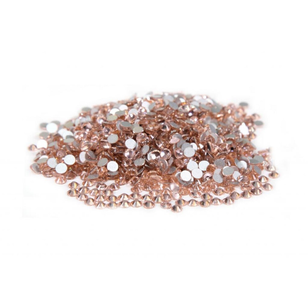 Peach 1440Pcs Ss6 Champagne Flatback Crystal Rhinestones For Nail Art, Brilliant Sparkle Non Hotfix