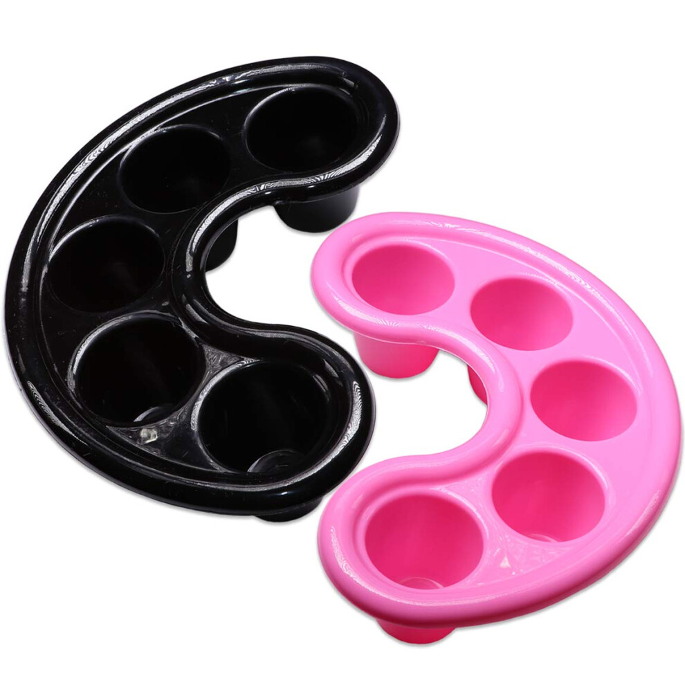 Black/Pink Acetone Resistant Nail Soak Bowl Set For Five Finger Manicure, Reusable Dualcolor 2Pcs