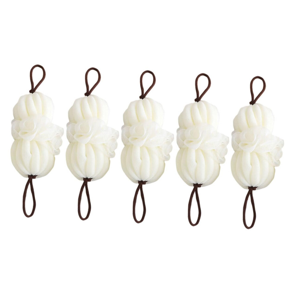 WRITWAA 5pcs Bath Loofah Sponges for Gentle Exfoliation, Soft Mesh Shower Pouf Balls for Women